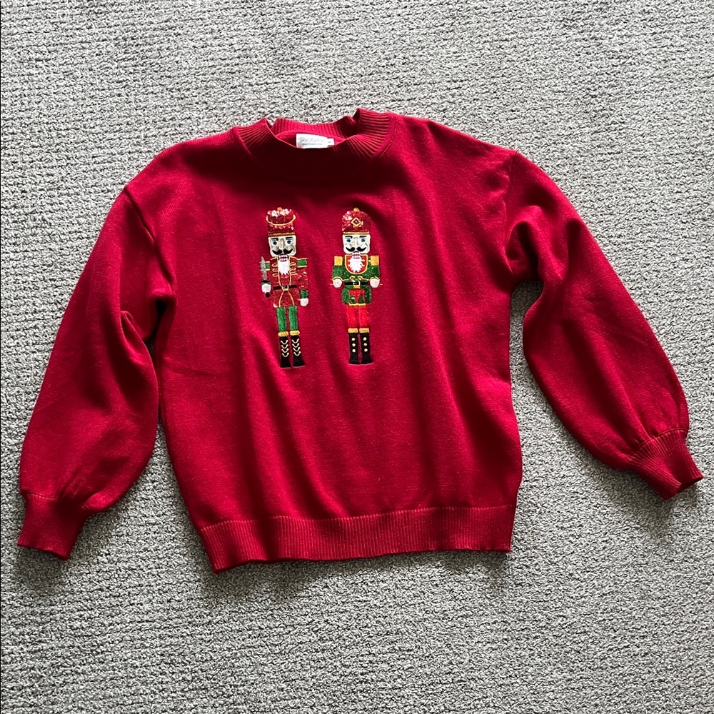 Red Sequined Nutcracker Sweater - image 1